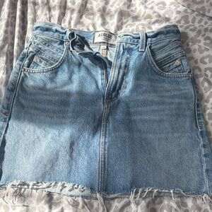 Agolde Light Blue Frayed Mini Skirt
